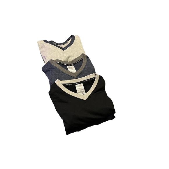 TAHARI Men Set of 3 Mens V Neck Cotton Blend Shirts Large NWT - Picture 2 of 5